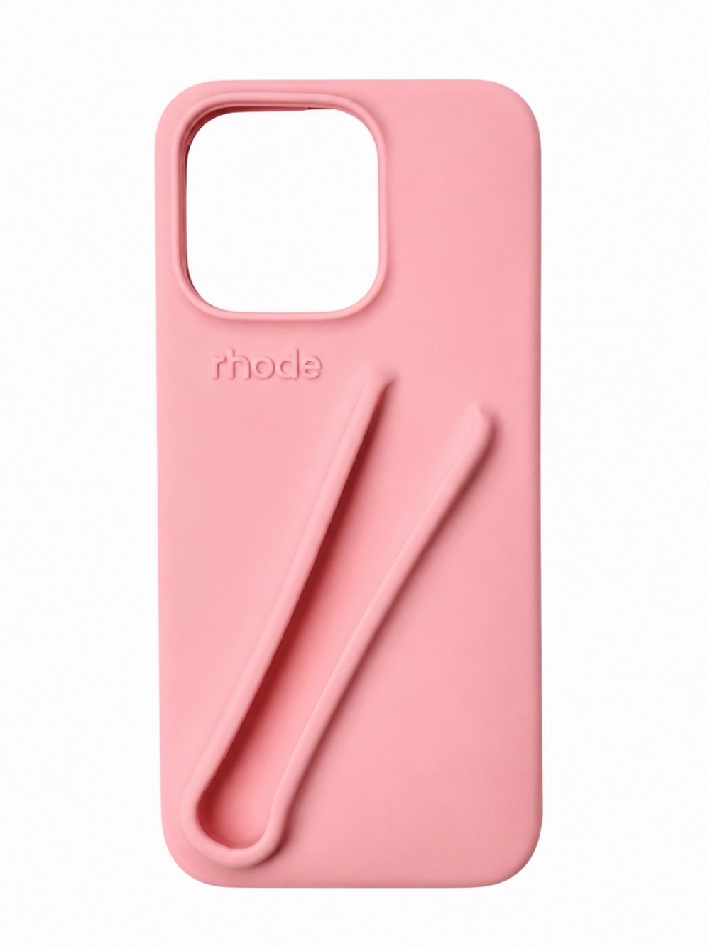 RHODE Pink Silicone iPhone Case with Integrated Grip Strap nwot